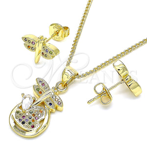 Gold Filled Ring — Earring and Pendant Adult Set Dragon-Fly and Heart — main product view — SKU 135468 | Oro Laminado anillo — Earring and Pendant Adult Set Dragon-Fly and corazón — SKU 135468