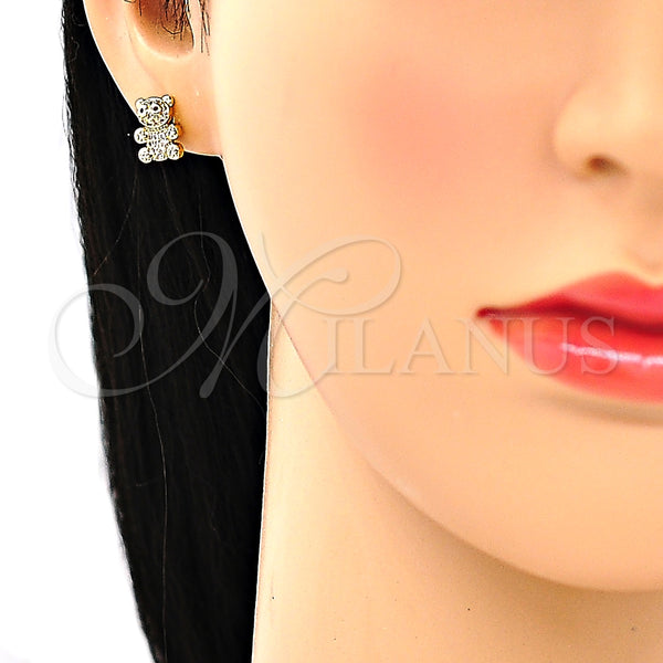 Gold Filled Ring — Stud Earring Teddy Bear Design with Garnet and — alternate product view — SKU 135469 | Oro Laminado anillo — Stud Earring Teddy Bear diseño with Garnet and — SKU 135469