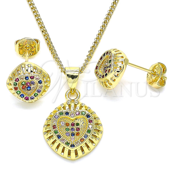 Gold Filled Ring — Earring and Pendant Adult Set Heart Design with — main product view — SKU 135477 | Oro Laminado anillo — Earring and Pendant Adult Set corazón diseño with — SKU 135477