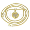 Oro Laminado Pendant Necklace, Gold Filled Style Heart Design, with White Micro Pave, Polished, Golden Finish, 04.156.0332.20 (02 MM Thickness, 20 Inches Length)