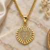 Oro Laminado Pendant Necklace, Gold Filled Style Heart Design, with White Micro Pave, Polished, Golden Finish, 04.156.0332.20 (02 MM Thickness, 20 Inches Length)