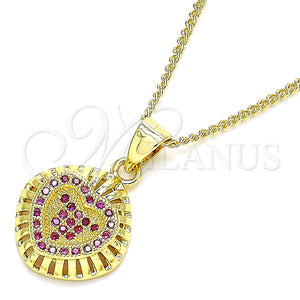 Gold Filled Necklace — Pendant Necklace Heart Design with Ruby Micro Pave — main product view — SKU 135479 | Oro Laminado collar — Pendant Necklace corazón diseño with Ruby Micro Pave — SKU 135479