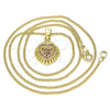 Oro Laminado Pendant Necklace, Gold Filled Style Heart Design, with Ruby Micro Pave, Polished, Golden Finish, 04.156.0332.1.20 (02 MM Thickness, 20 Inches Length)
