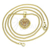 Oro Laminado Pendant Necklace, Gold Filled Style Heart Design, with Garnet Micro Pave, Polished, Golden Finish, 04.156.0332.2.20 (02 MM Thickness, 20 Inches Length)