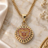 Oro Laminado Pendant Necklace, Gold Filled Style Heart Design, with Garnet Micro Pave, Polished, Golden Finish, 04.156.0332.2.20 (02 MM Thickness, 20 Inches Length)