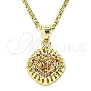 Gold Filled Necklace — Pendant Necklace Heart Design with Garnet Micro Pave — main product view — SKU 135480 | Oro Laminado collar — Pendant Necklace corazón diseño with Garnet Micro Pave — SKU 135480