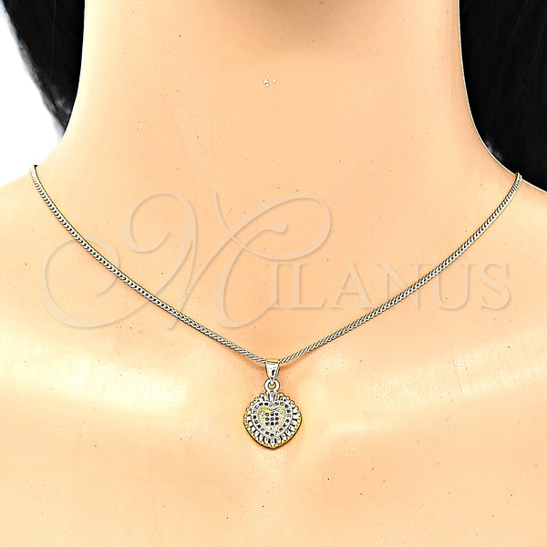 Gold Filled Necklace — Pendant Necklace Heart Design with Multicolor Micro Pave — main product view — SKU 135481 | Oro Laminado collar — Pendant Necklace corazón diseño with Multicolor Micro Pave — SKU 135481