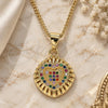 Oro Laminado Pendant Necklace, Gold Filled Style Heart Design, with Multicolor Micro Pave, Polished, Golden Finish, 04.156.0332.3.20 (02 MM Thickness, 20 Inches Length)