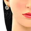 Oro Laminado Stud Earring, Gold Filled Style Heart Design, with Ruby Micro Pave, Polished, Golden Finish, 02.156.0474.1