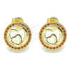 Oro Laminado Stud Earring, Gold Filled Style Heart Design, with Garnet Micro Pave, Polished, Golden Finish, 02.156.0474.2