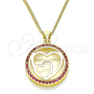 Gold Filled Necklace — Pendant Necklace Heart Design with Ruby Micro Pave — main product view — SKU 135498 | Oro Laminado collar — Pendant Necklace corazón diseño with Ruby Micro Pave — SKU 135498