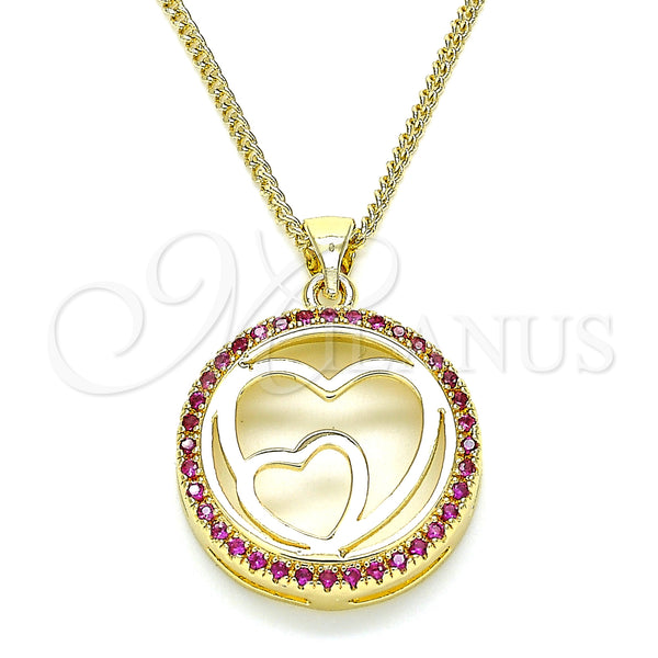 Gold Filled Necklace — Pendant Necklace Heart Design with Ruby Micro Pave — main product view — SKU 135498 | Oro Laminado collar — Pendant Necklace corazón diseño with Ruby Micro Pave — SKU 135498