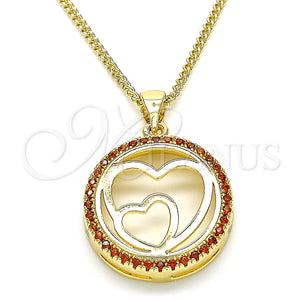 Gold Filled Necklace — Pendant Necklace Heart Design with Garnet Micro Pave — main product view — SKU 135499 | Oro Laminado collar — Pendant Necklace corazón diseño with Garnet Micro Pave — SKU 135499