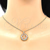 Oro Laminado Pendant Necklace, Gold Filled Style Heart Design, with Multicolor Micro Pave, Polished, Golden Finish, 04.156.0334.3.20 (02 MM Thickness, 20 Inches Length)
