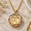 Oro Laminado Pendant Necklace, Gold Filled Style Heart Design, with Multicolor Micro Pave, Polished, Golden Finish, 04.156.0334.3.20 (02 MM Thickness, 20 Inches Length)