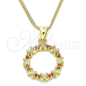 Gold Filled Necklace — Pendant Necklace with Garnet Micro Pave Polished 04. — main product view — SKU 135503 | Oro Laminado collar — Pendant Necklace with Garnet Micro Pave pulido 04. — SKU 135503