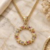 Oro Laminado Pendant Necklace, Gold Filled Style with Multicolor Micro Pave, Polished, Golden Finish, 04.156.0335.3.20 (02 MM Thickness, 20 Inches Length)