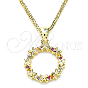 Gold Filled Necklace — Pendant Necklace with Multicolor Micro Pave Polished 04. — main product view — SKU 135504 | Oro Laminado collar — Pendant Necklace with Multicolor Micro Pave pulido 04. — SKU 135504