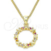 Oro Laminado Pendant Necklace, Gold Filled Style with Multicolor Micro Pave, Polished, Golden Finish, 04.156.0335.3.20 (02 MM Thickness, 20 Inches Length)