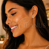 Oro Laminado Stud Earring, Gold Filled Style Heart Design, with Ruby Micro Pave, Polished, Golden Finish, 02.156.0476.1
