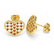 Arete Dormilona 02.156.0476.2 Oro Laminado, Diseño de Corazón, con Micro Pave Granate, Pulido, Tono Dorado