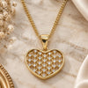 Oro Laminado Pendant Necklace, Gold Filled Style Heart Design, with White Micro Pave, Polished, Golden Finish, 04.156.0336.20 (02 MM Thickness, 20 Inches Length)