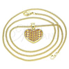 Oro Laminado Pendant Necklace, Gold Filled Style Heart Design, with Ruby Micro Pave, Polished, Golden Finish, 04.156.0336.1.20 (02 MM Thickness, 20 Inches Length)