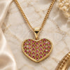 Oro Laminado Pendant Necklace, Gold Filled Style Heart Design, with Ruby Micro Pave, Polished, Golden Finish, 04.156.0336.1.20 (02 MM Thickness, 20 Inches Length)