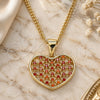 Oro Laminado Pendant Necklace, Gold Filled Style Heart Design, with Garnet Micro Pave, Polished, Golden Finish, 04.156.0336.2.20 (02 MM Thickness, 20 Inches Length)