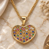 Oro Laminado Pendant Necklace, Gold Filled Style Heart Design, with Multicolor Micro Pave, Polished, Golden Finish, 04.156.0336.3.20 (02 MM Thickness, 20 Inches Length)