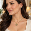 Oro Laminado Earring and Pendant Adult Set, Gold Filled Style Heart Design, with Multicolor Micro Pave, Polished, Golden Finish, 10.156.0274.3