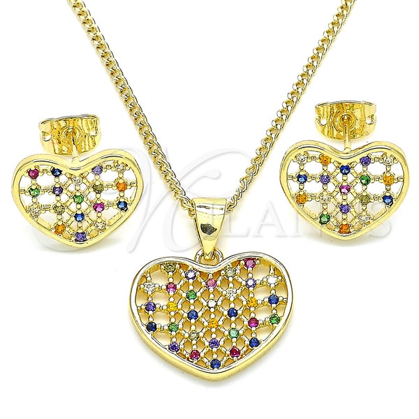Gold Filled Ring — Earring and Pendant Adult Set Heart Design with — alternate product view — SKU 135523 | Oro Laminado anillo — Earring and Pendant Adult Set corazón diseño with — SKU 135523