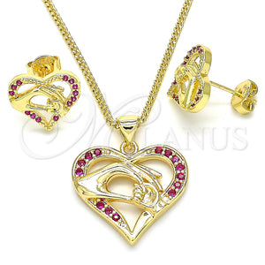 Gold Filled Ring — Earring and Pendant Adult Set Heart and Hand — main product view — SKU 135525 | Oro Laminado anillo — Earring and Pendant Adult Set corazón and Hand — SKU 135525