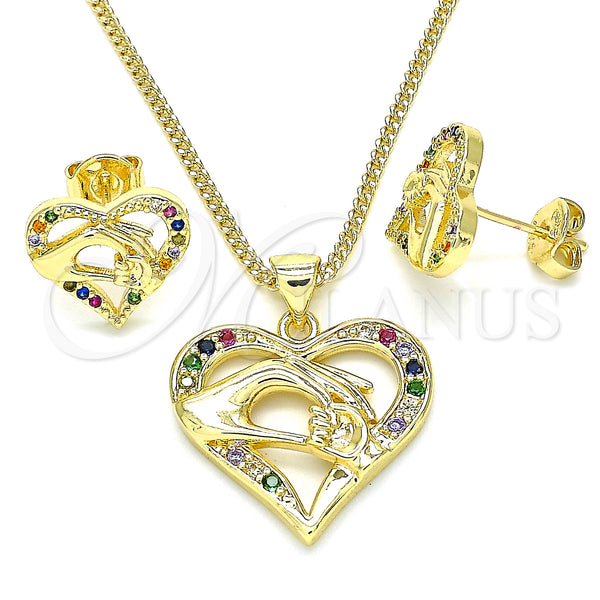 Gold Filled Ring — Earring and Pendant Adult Set Heart and Hand — main product view — SKU 135527 | Oro Laminado anillo — Earring and Pendant Adult Set corazón and Hand — SKU 135527