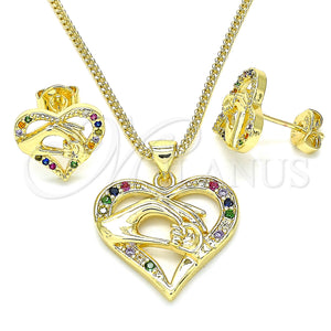 Gold Filled Ring — Earring and Pendant Adult Set Heart and Hand — main product view — SKU 135527 | Oro Laminado anillo — Earring and Pendant Adult Set corazón and Hand — SKU 135527