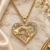 Oro Laminado Pendant Necklace, Gold Filled Style Heart and Hand Design, with White Micro Pave, Polished, Golden Finish, 04.156.0337.20 (02 MM Thickness, 20 Inches Length)