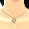 Oro Laminado Pendant Necklace, Gold Filled Style Heart and Hand Design, with Ruby Micro Pave, Polished, Golden Finish, 04.156.0337.1.20 (02 MM Thickness, 20 Inches Length)
