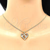 Oro Laminado Pendant Necklace, Gold Filled Style Heart and Hand Design, with Multicolor Micro Pave, Polished, Golden Finish, 04.156.0337.3.20 (02 MM Thickness, 20 Inches Length)