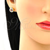 Oro Laminado Stud Earring, Gold Filled Style with Multicolor Micro Pave, Polished, Golden Finish, 02.156.0477.3