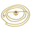 Oro Laminado Pendant Necklace, Gold Filled Style with Ruby Micro Pave, Polished, Golden Finish, 04.156.0338.1.20 (02 MM Thickness, 20 Inches Length)