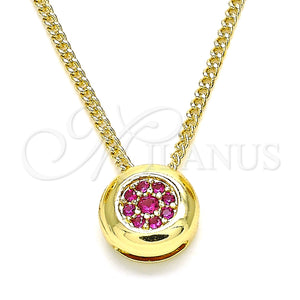 Gold Filled Necklace — Pendant Necklace with Ruby Micro Pave Polished 04. — main product view — SKU 135540 | Oro Laminado collar — Pendant Necklace with Ruby Micro Pave pulido 04. — SKU 135540