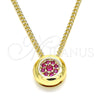Oro Laminado Pendant Necklace, Gold Filled Style with Ruby Micro Pave, Polished, Golden Finish, 04.156.0338.1.20 (02 MM Thickness, 20 Inches Length)