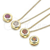 Oro Laminado Pendant Necklace, Gold Filled Style with Ruby Micro Pave, Polished, Golden Finish, 04.156.0338.1.20 (02 MM Thickness, 20 Inches Length)