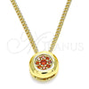 Oro Laminado Pendant Necklace, Gold Filled Style with Garnet Micro Pave, Polished, Golden Finish, 04.156.0338.2.20 (02 MM Thickness, 20 Inches Length)
