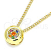 Oro Laminado Pendant Necklace, Gold Filled Style with Multicolor Micro Pave, Polished, Golden Finish, 04.156.0338.3.20 (02 MM Thickness, 20 Inches Length)
