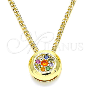 Gold Filled Necklace — Pendant Necklace with Multicolor Micro Pave Polished 04. — main product view — SKU 135542 | Oro Laminado collar — Pendant Necklace with Multicolor Micro Pave pulido 04. — SKU 135542