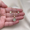 Oro Laminado Earring and Pendant Adult Set, Gold Filled Style with White Micro Pave, Polished, Golden Finish, 10.156.0277