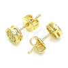 Oro Laminado Stud Earring, Gold Filled Style with White Micro Pave, Polished, Golden Finish, 02.156.0478