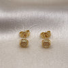 Oro Laminado Stud Earring, Gold Filled Style with White Micro Pave, Polished, Golden Finish, 02.156.0478
