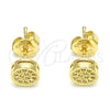Oro Laminado Stud Earring, Gold Filled Style with White Micro Pave, Polished, Golden Finish, 02.156.0478
